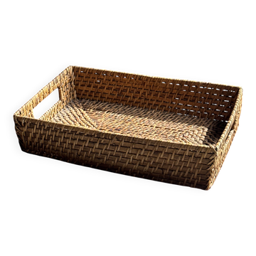Rectangular woven wicker basket L32 W20 H8 cm
