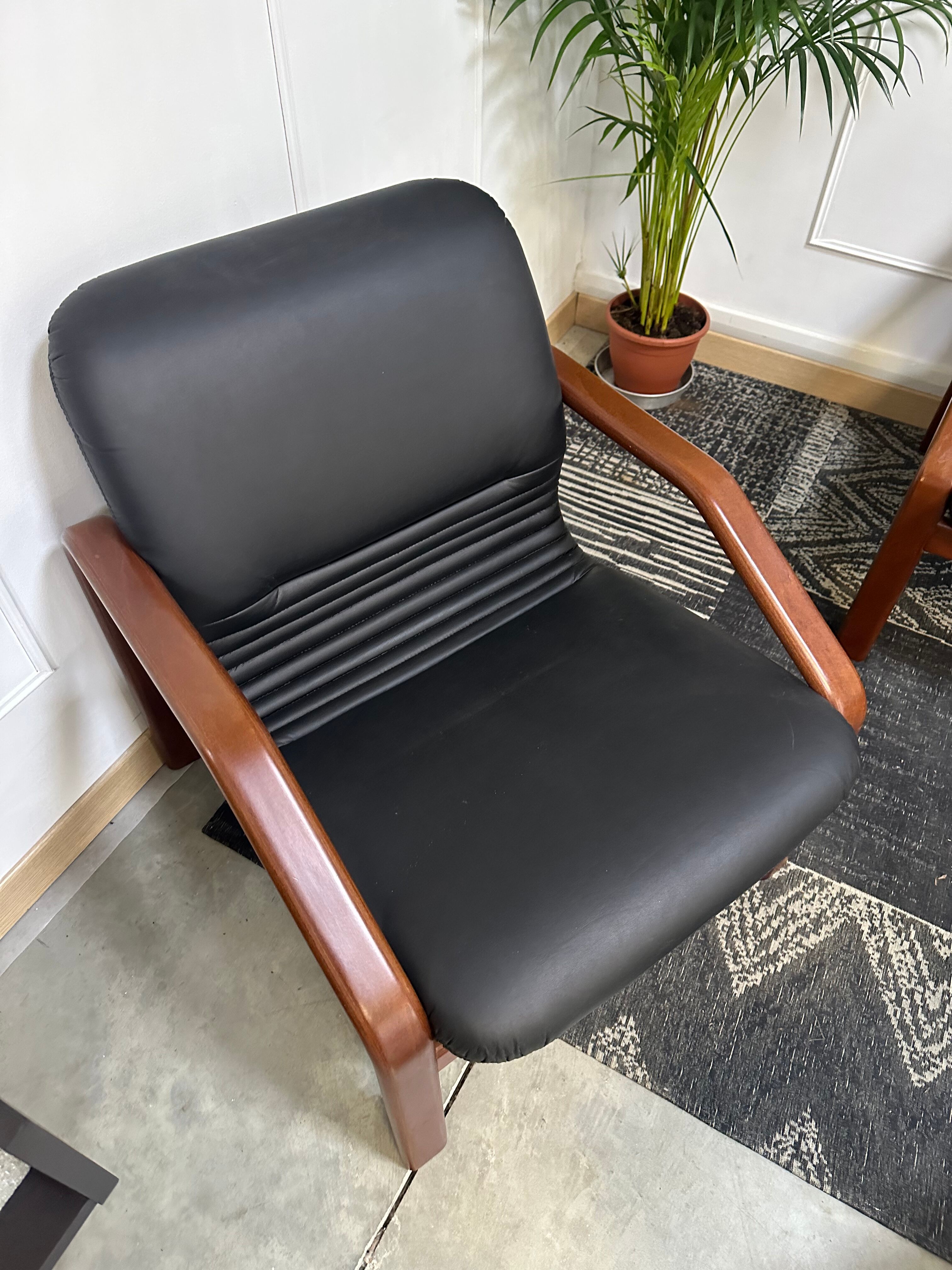 Design living room in black leather