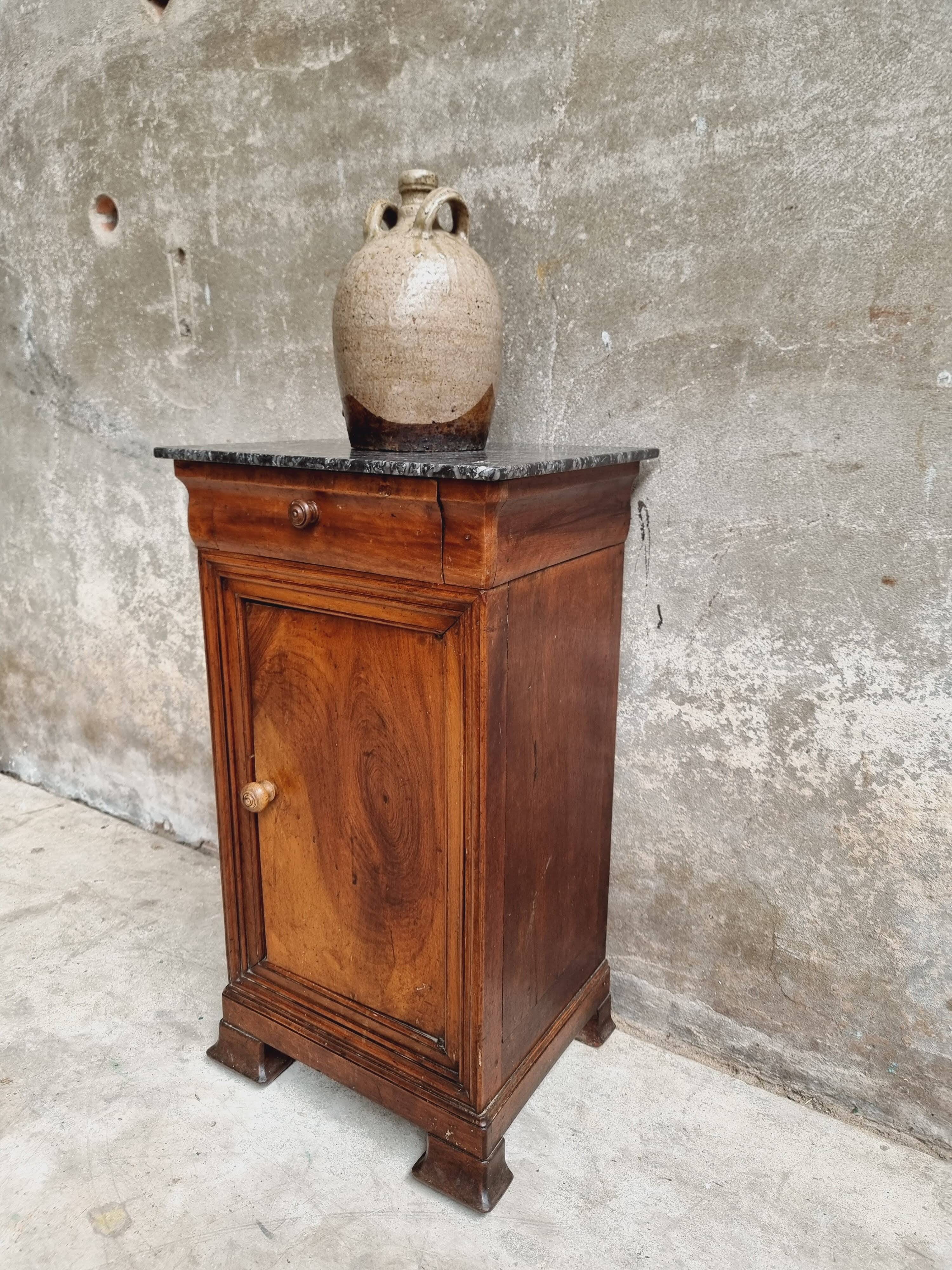 Antique small cabinet French hall cupboard walnut