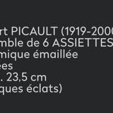 Magnificent service of 6 plates Robert Picault - Vallauris