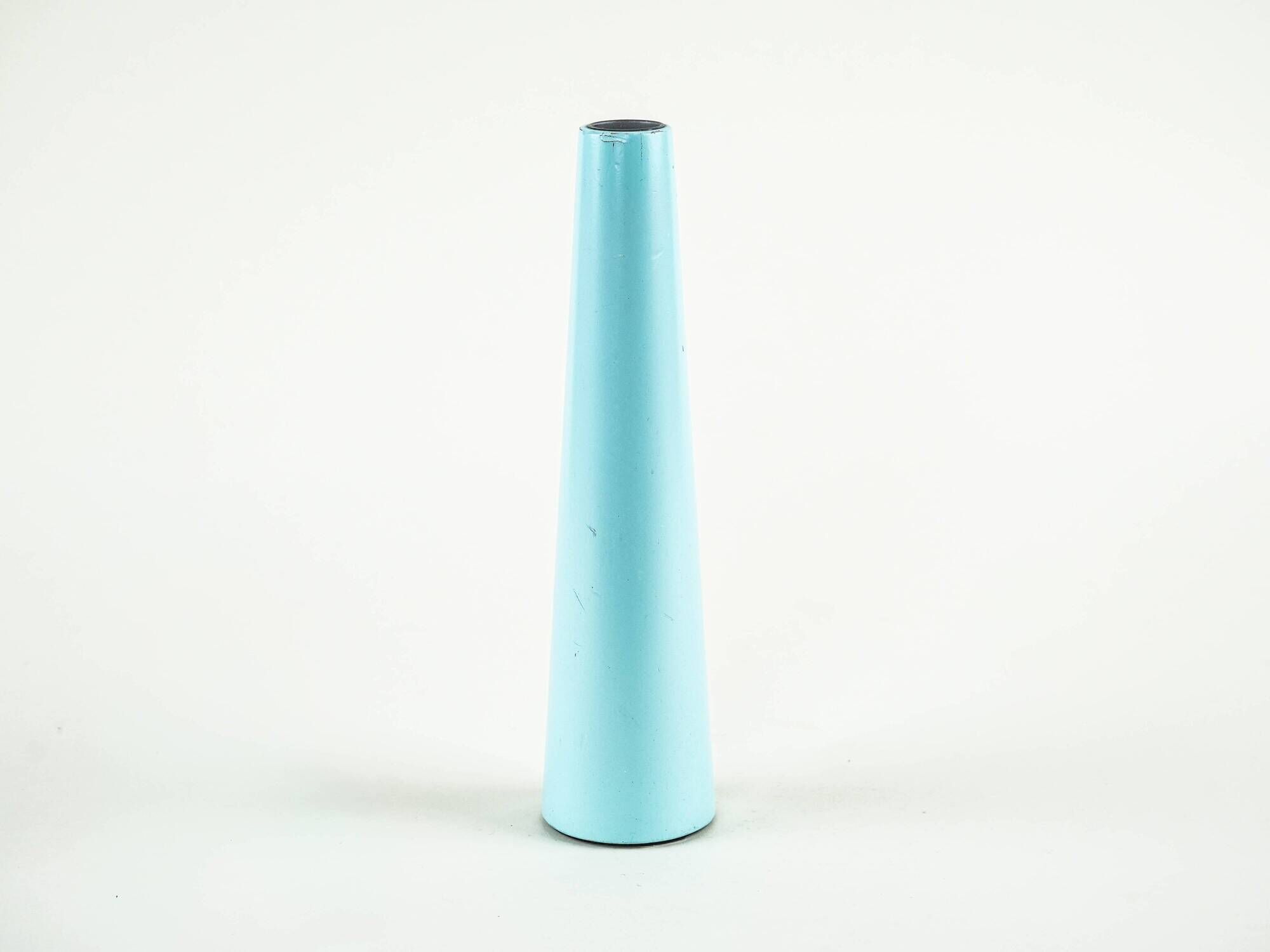 Wooden candlestick in blue, Danish design 1970s