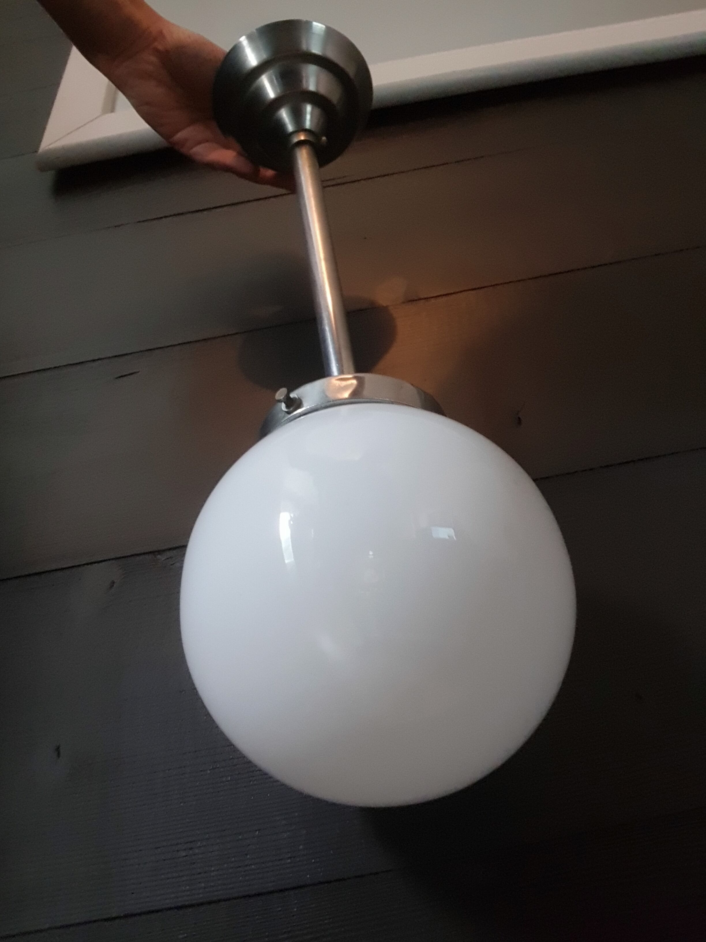 Art deco opaline hanging lamp