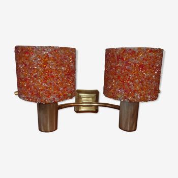 Orange granite double perspex wall light 1960 1970