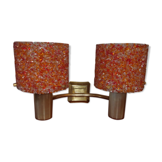 Orange granite double perspex wall light 1960 1970