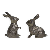 Duo de lapins argentés