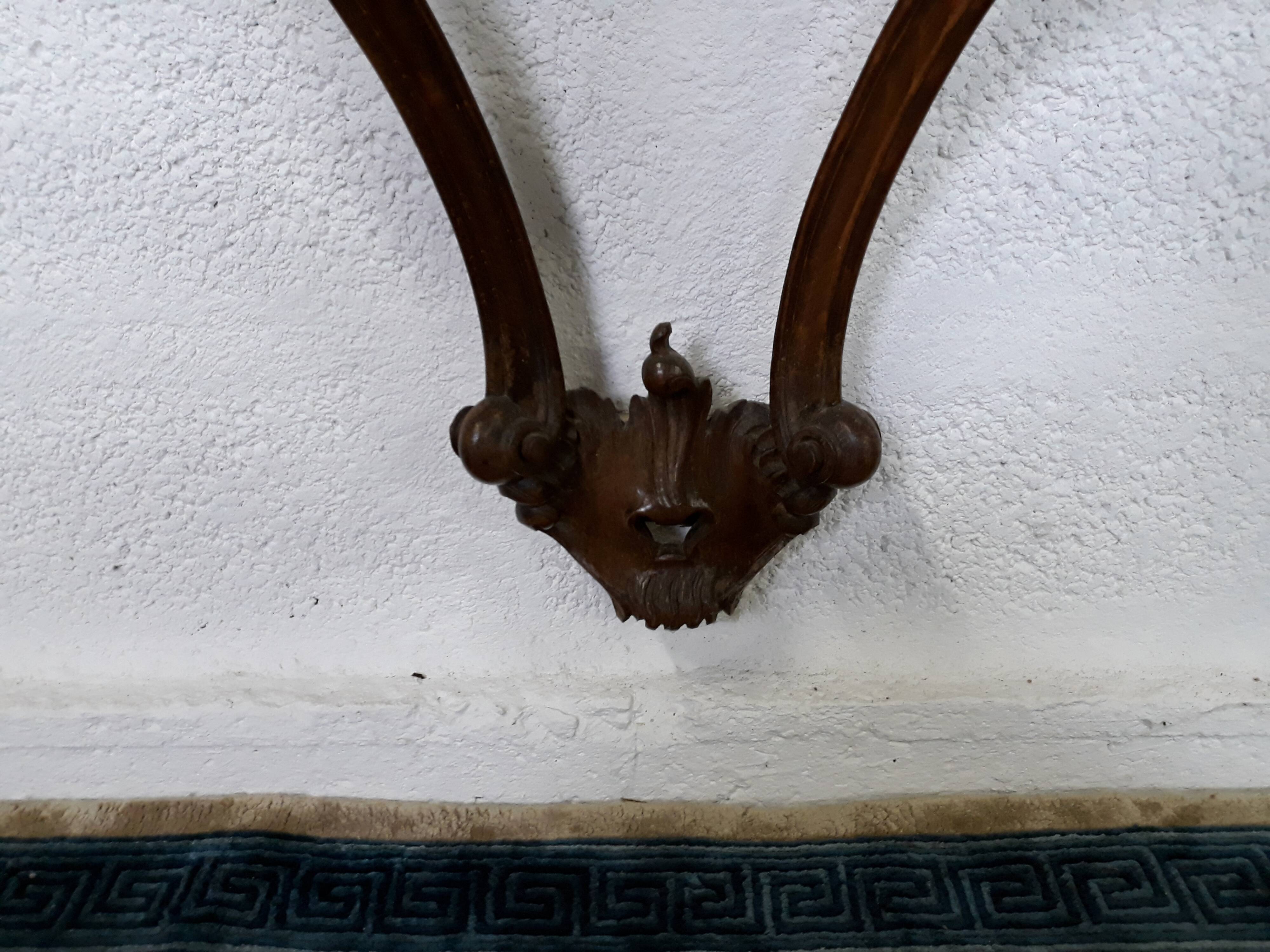 Console table wood and green marble from Aosta