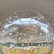Suspension ancienne boule verre & inclusions blanches + support chrome vintage