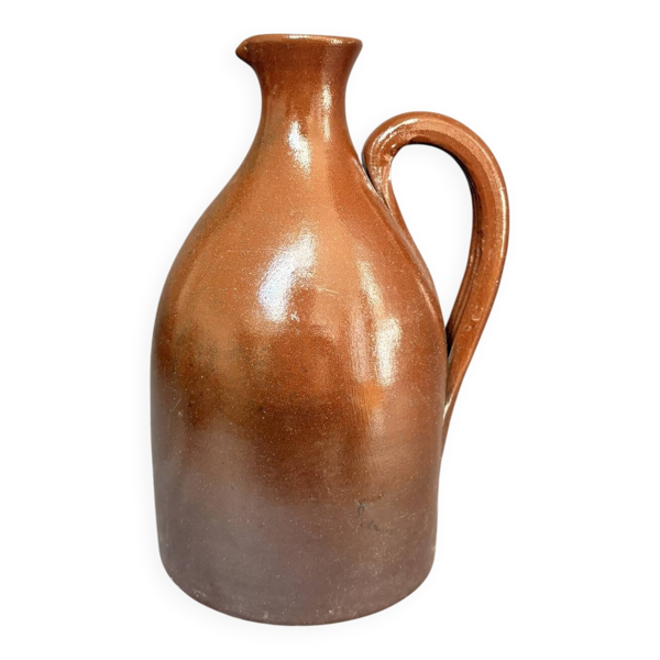 Ancien pichet, cruche, vase en grès marron