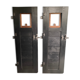 Pair of vintage wooden train doors