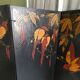 Art Deco lacquer screen with polychrome decoration of fishing martins circa 1930
