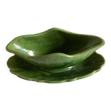 Glazed clay sauce with neoclassical festoons Aegitna Vallauris 1950