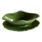 Glazed clay sauce with neoclassical festoons Aegitna Vallauris 1950