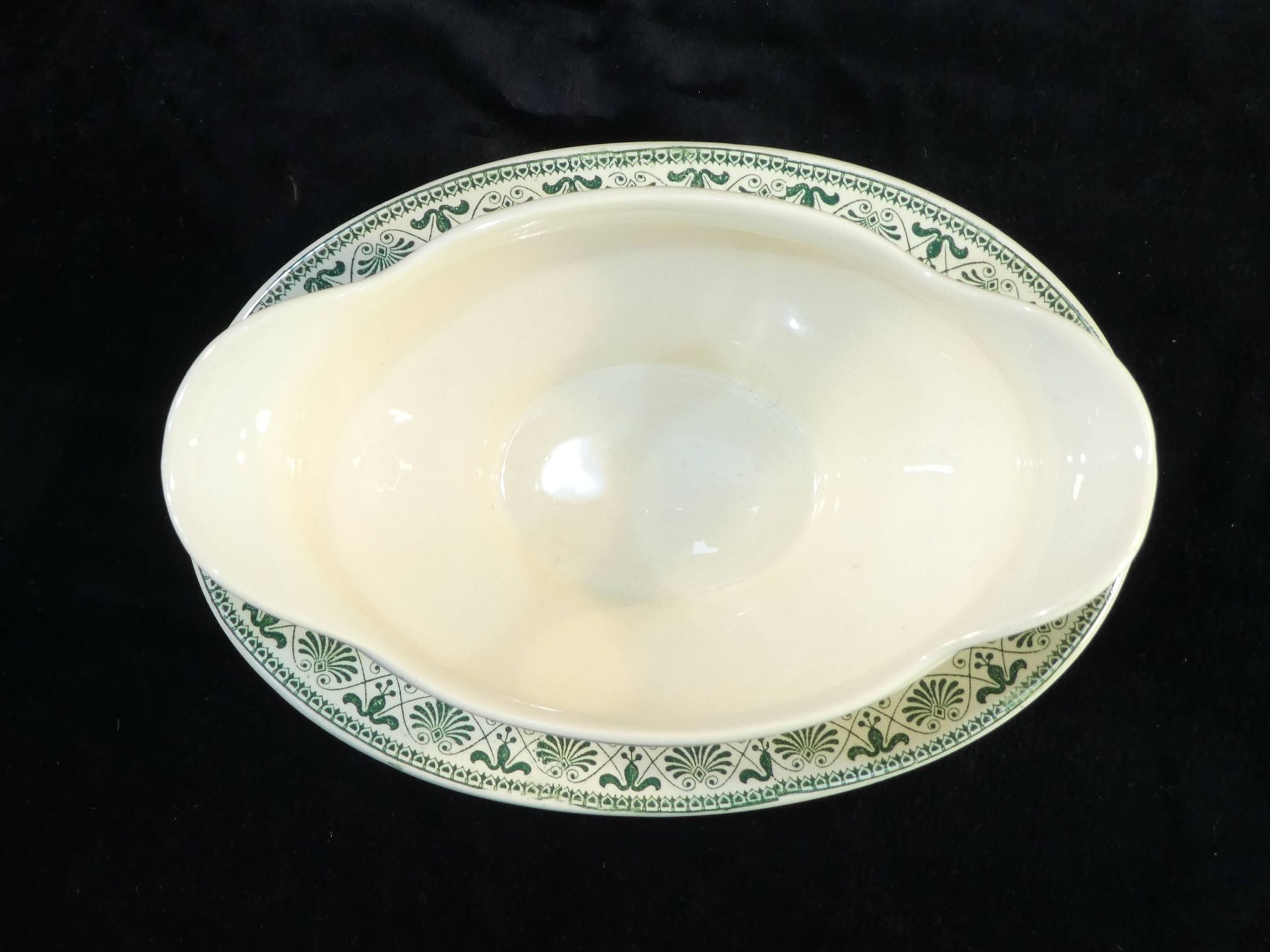 Sauciere en faience Boch freres la louviere décor palmette