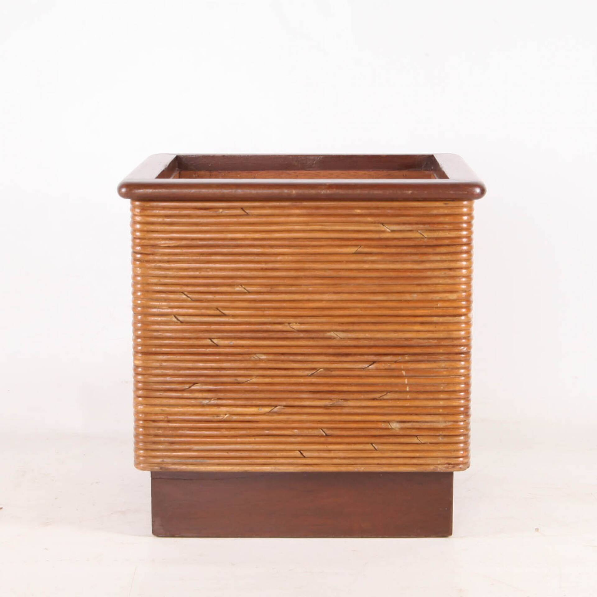 Rattan and wood planter