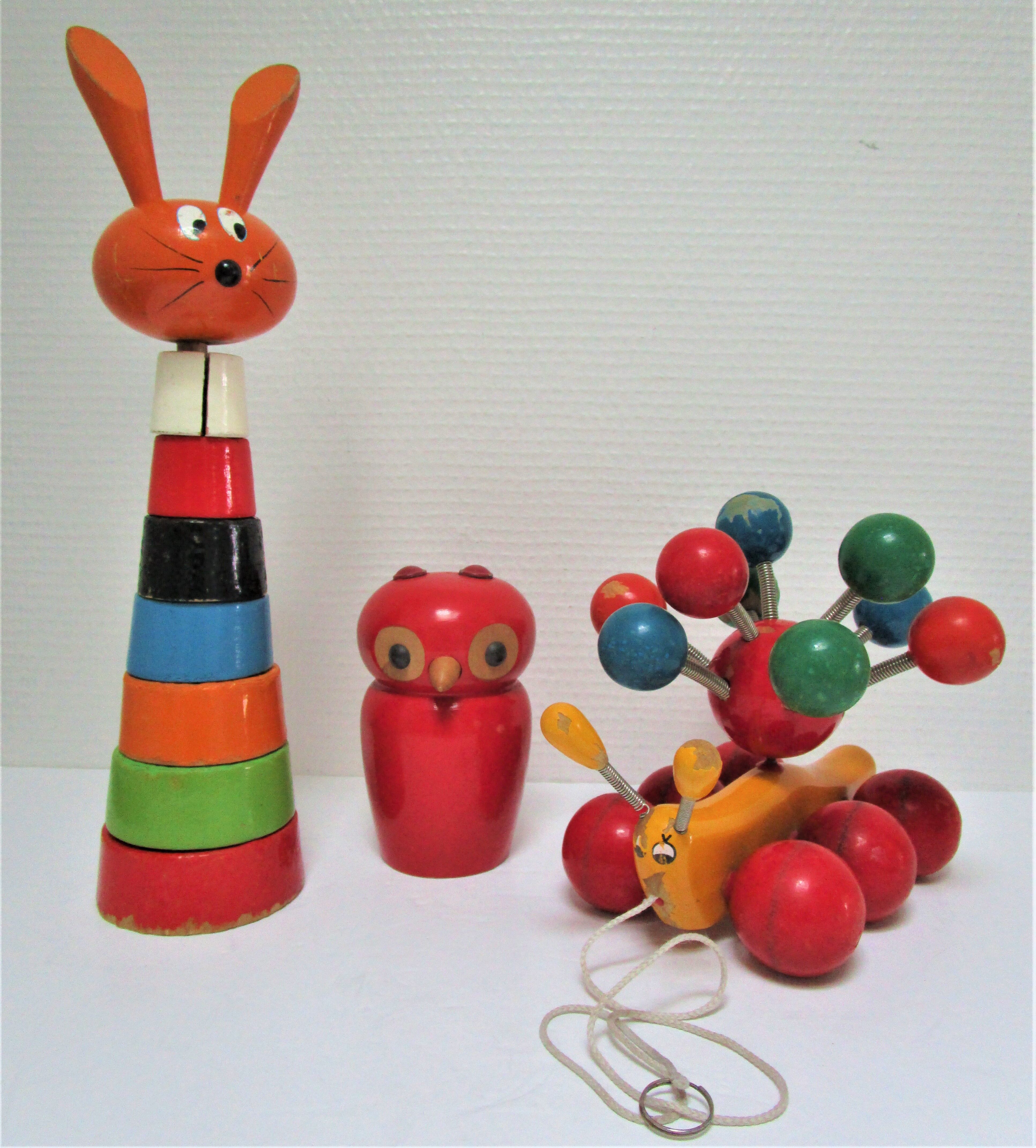 three toys wood nice snail rabbit vintage design FMF Kouvalias