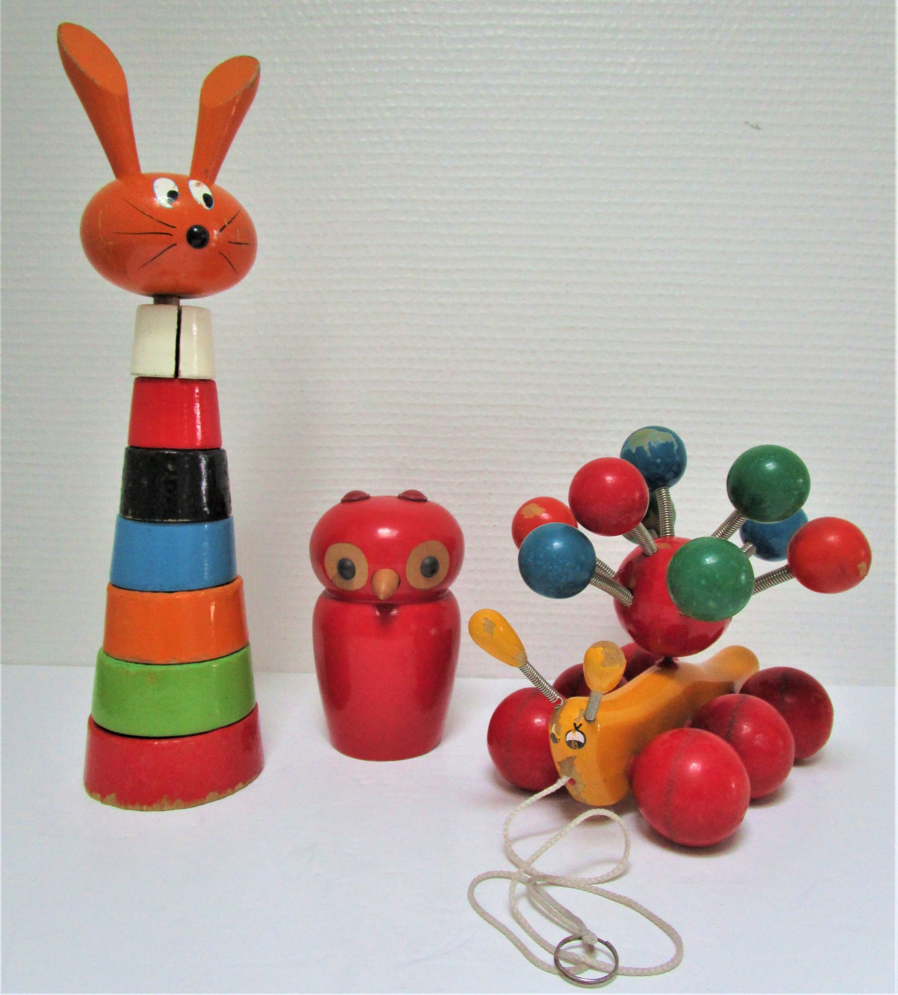 three toys wood nice snail rabbit vintage design FMF Kouvalias