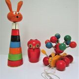 three toys wood nice snail rabbit vintage design FMF Kouvalias