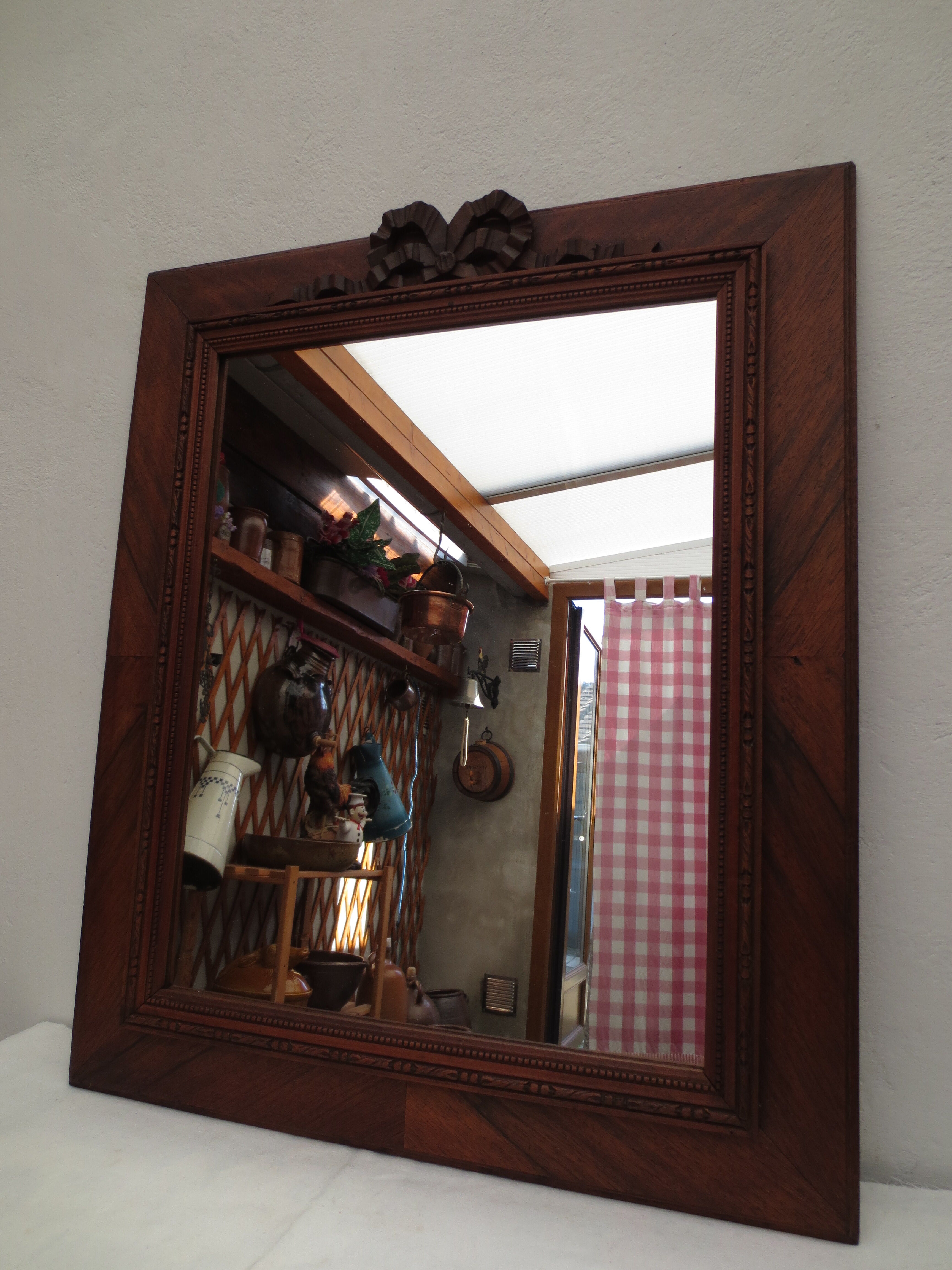 Rectangular antique mirror, wooden frame 37x55cm