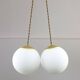 Mid-Century Italian Brass & Opaline Cluster of Lamps