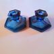 Davidson blue glass candlestick