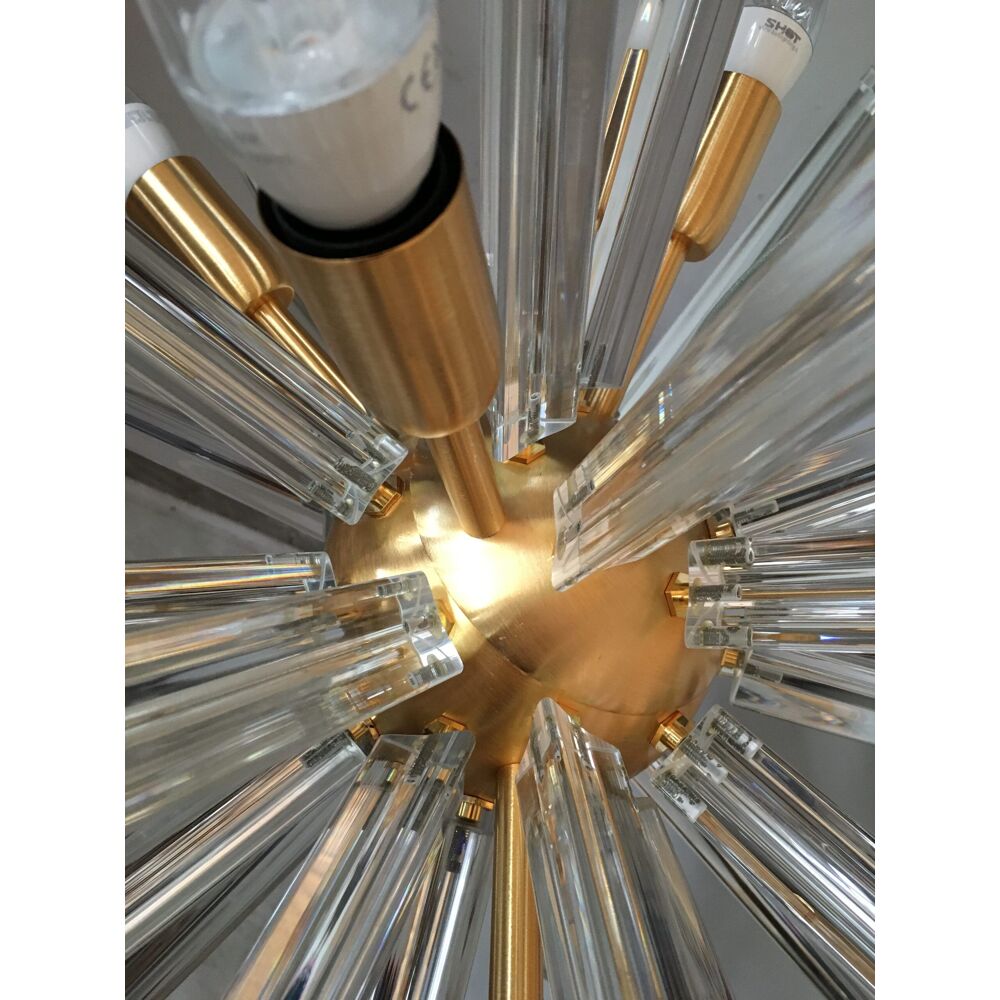 Transparent triedro murano glass sputnik chandelier