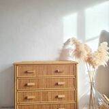 Vintage rattan chest of drawers from the 1970s.