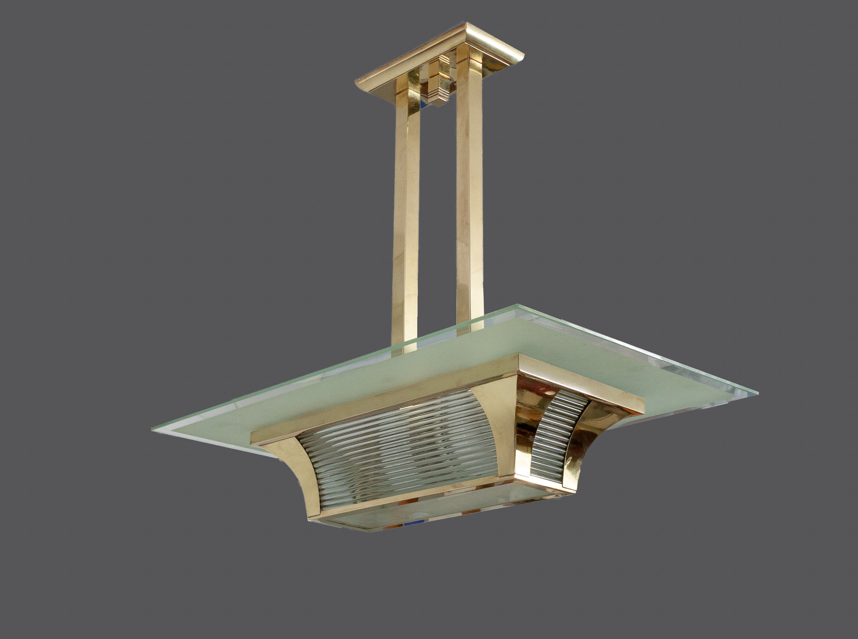 Brass art deco Atelier Petitot ceiling light
