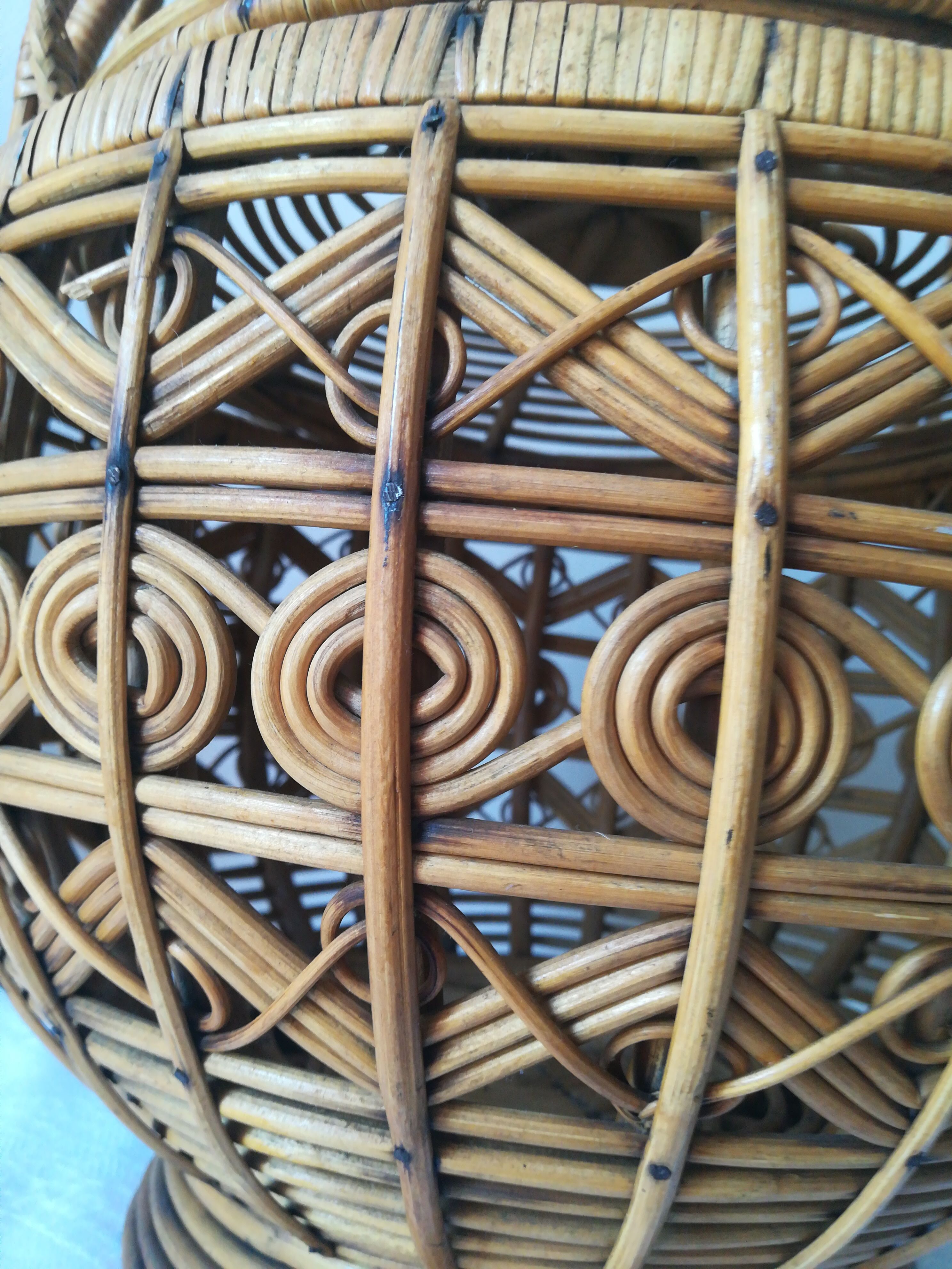 Peacock wicker basket