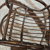 Rocking-chair en bambou rotin 1970 vintage
