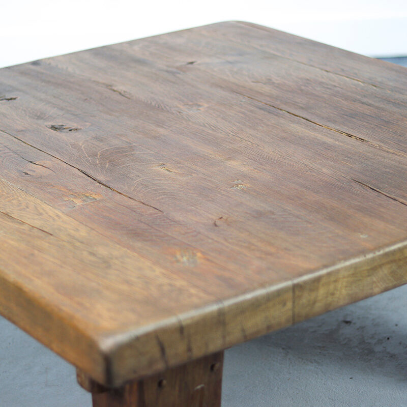 Large Rustic Vintage Brutalist Coffee Table in Oak