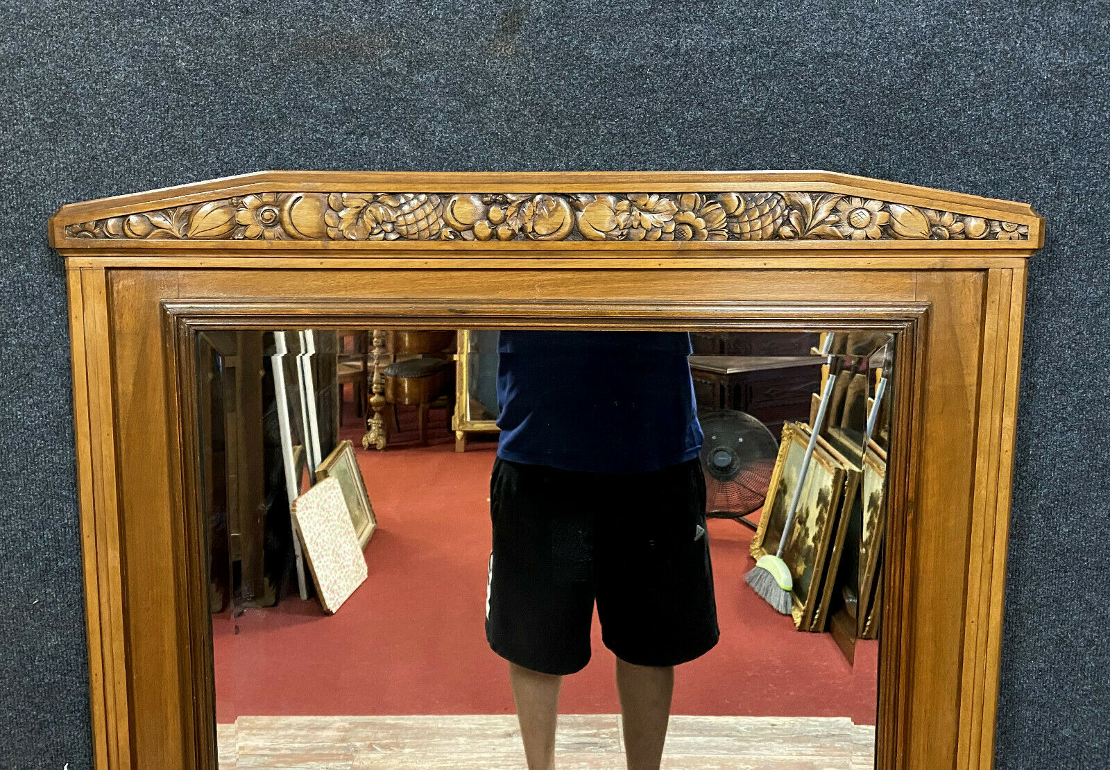 Mirror art Deco era in walnut patina blonde patina