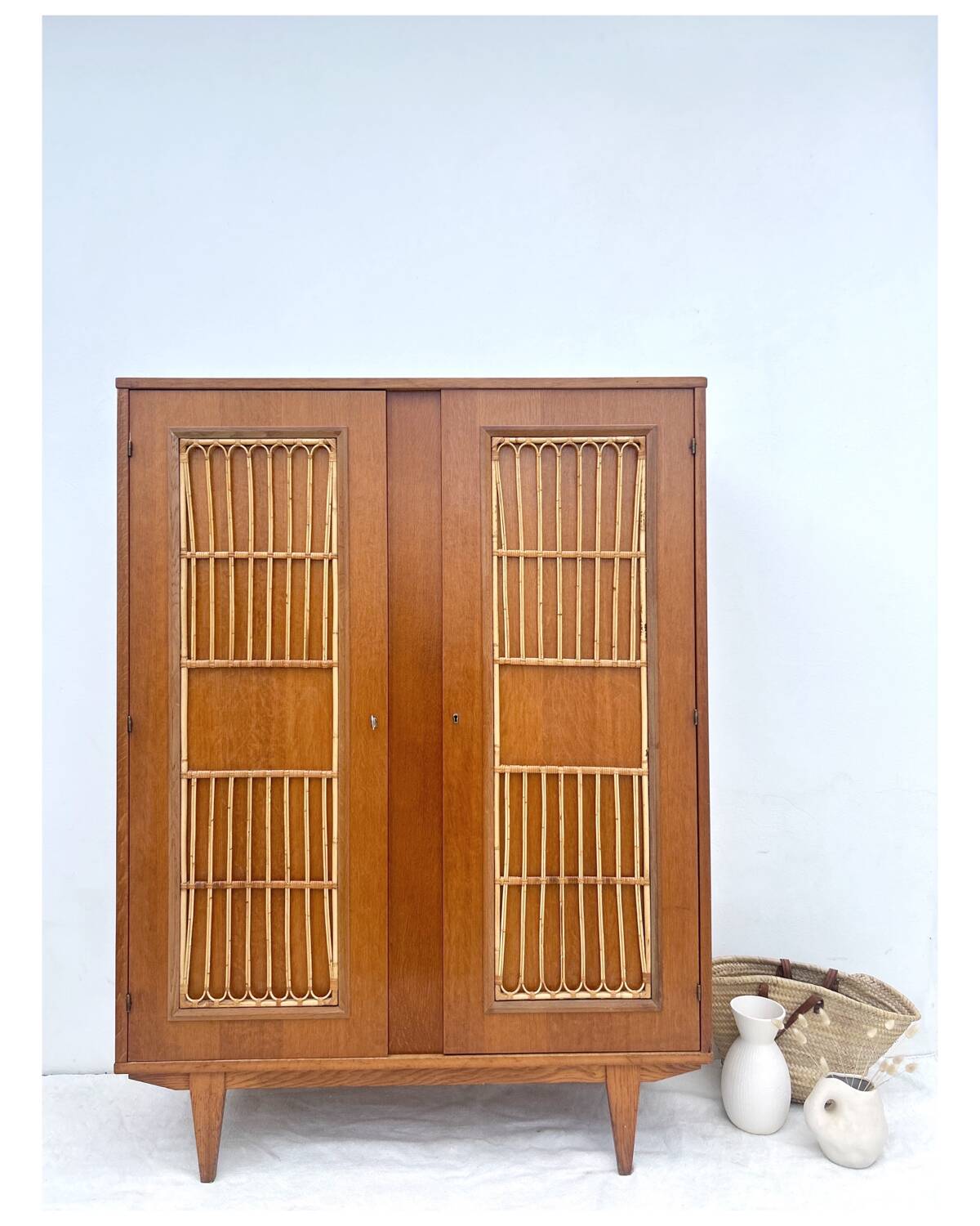 Vintage rattan cabinet