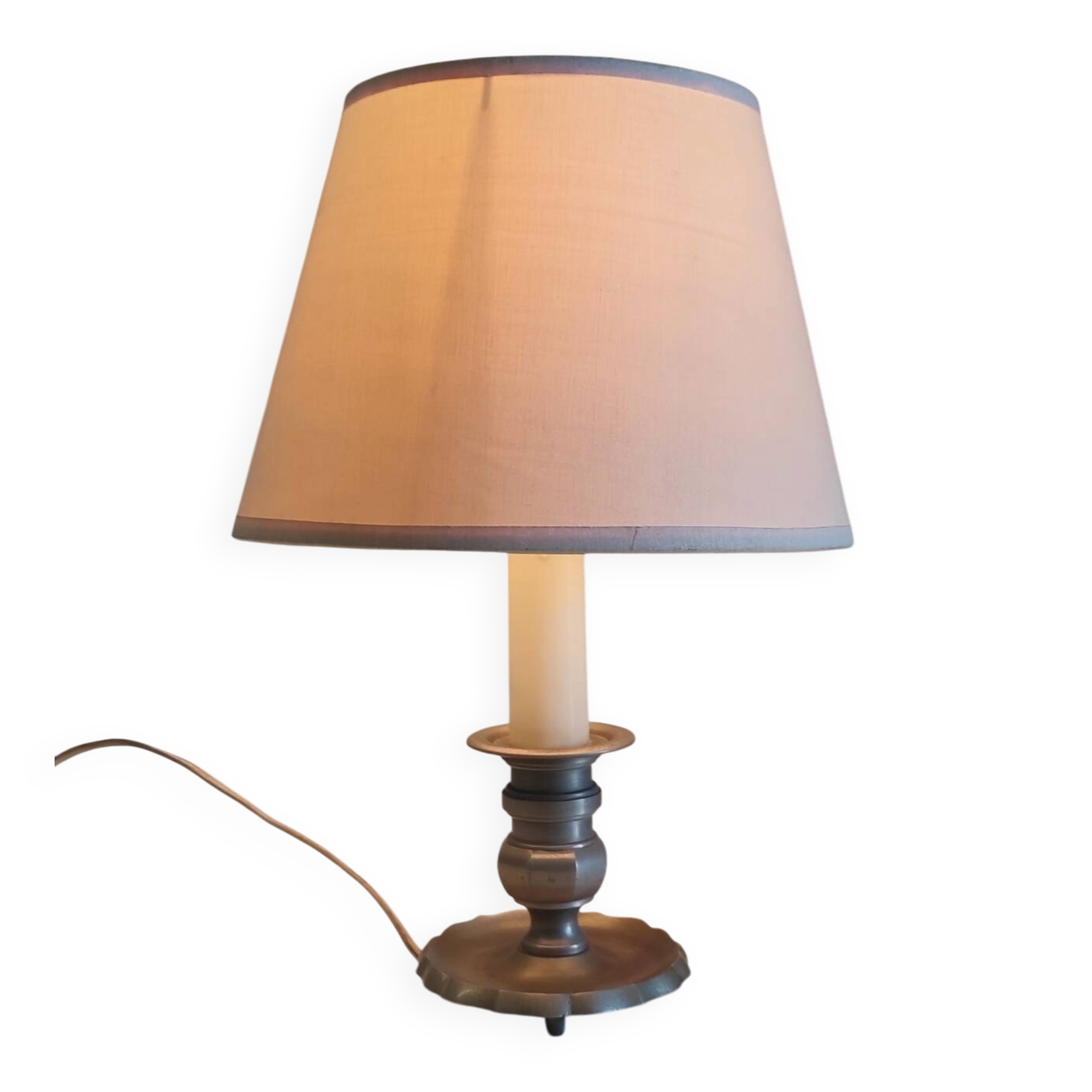 Table lamp in tin, candlestick shape - mid 20th century.