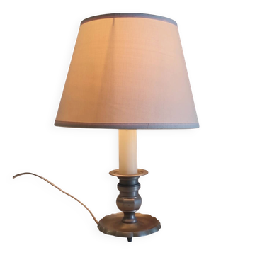 Lampe à poser en étain forme bougeoir - mid. XXeme
