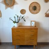 Vintage oak chest of drawers from the 1960s.