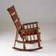 American rocking chair in wood and leather, 1960s