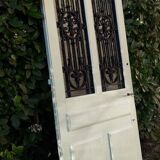 Porte d’entrée ancienne en chêne vitrée grilles en fonte 1925