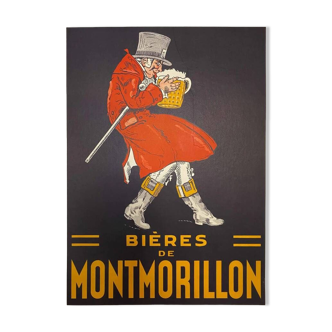 Original poster beers of montmorillon brasserie 1920 - small format - on linen