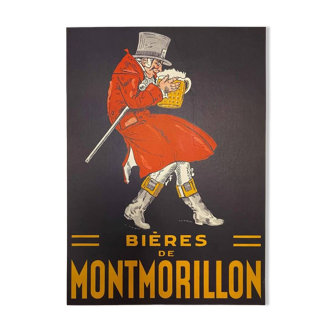 Affiche original bières de montmorillon brasserie 1920 - petit format - on linen