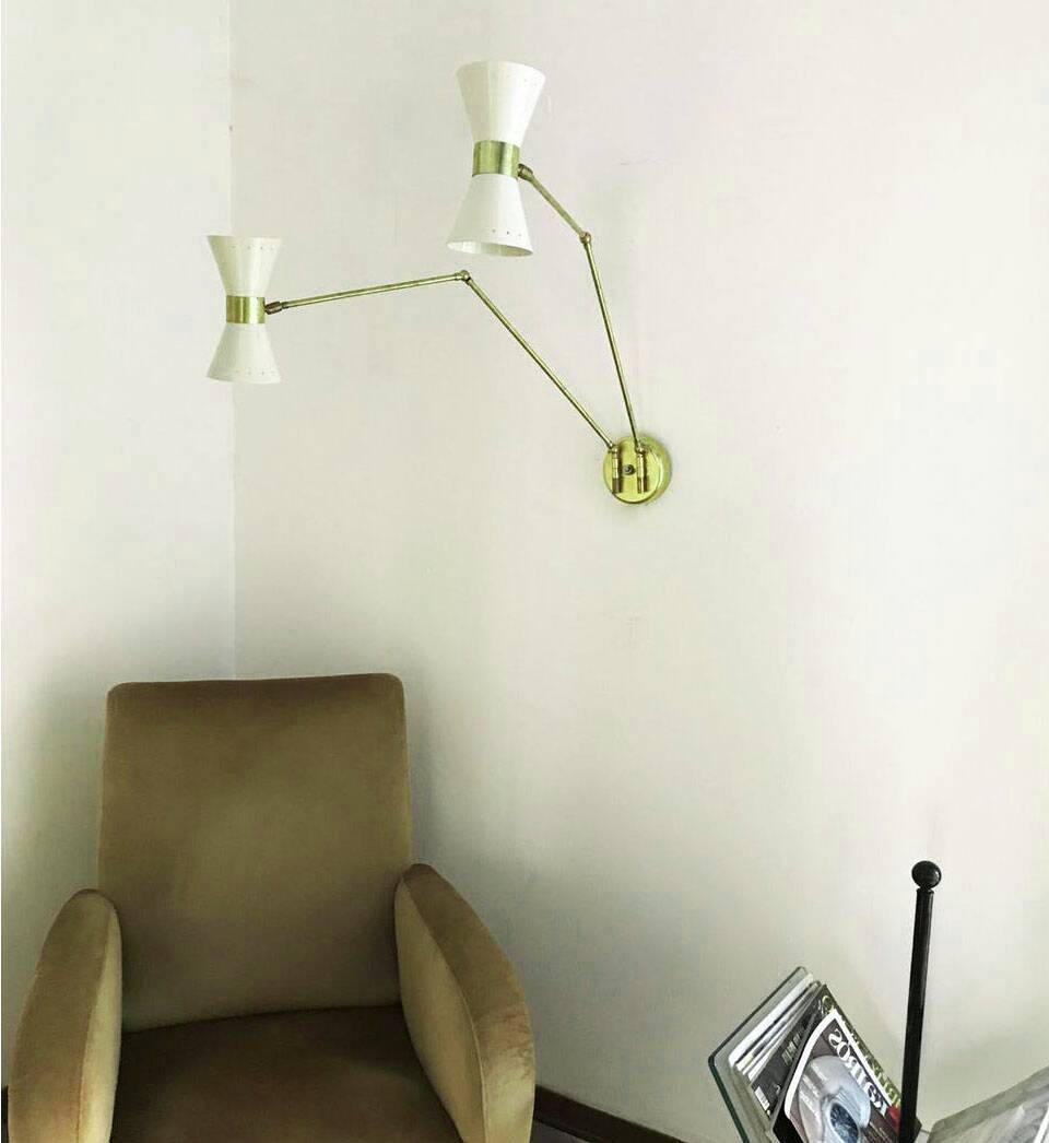 Italian articulated wall light diabolo design 50s