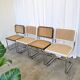 Set of 4 vintage cesca dining chairs / 2 brown 2 white / cane seat mid-century