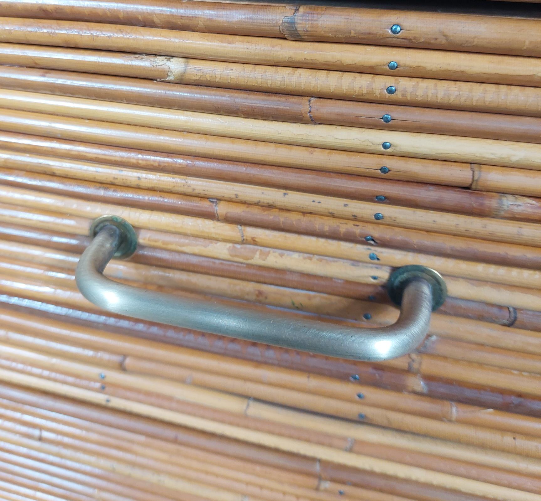 Commode vintage en bambou et rotin