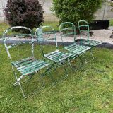 4 metal and wood garden chairs 1930
