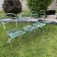 4 metal and wood garden chairs 1930