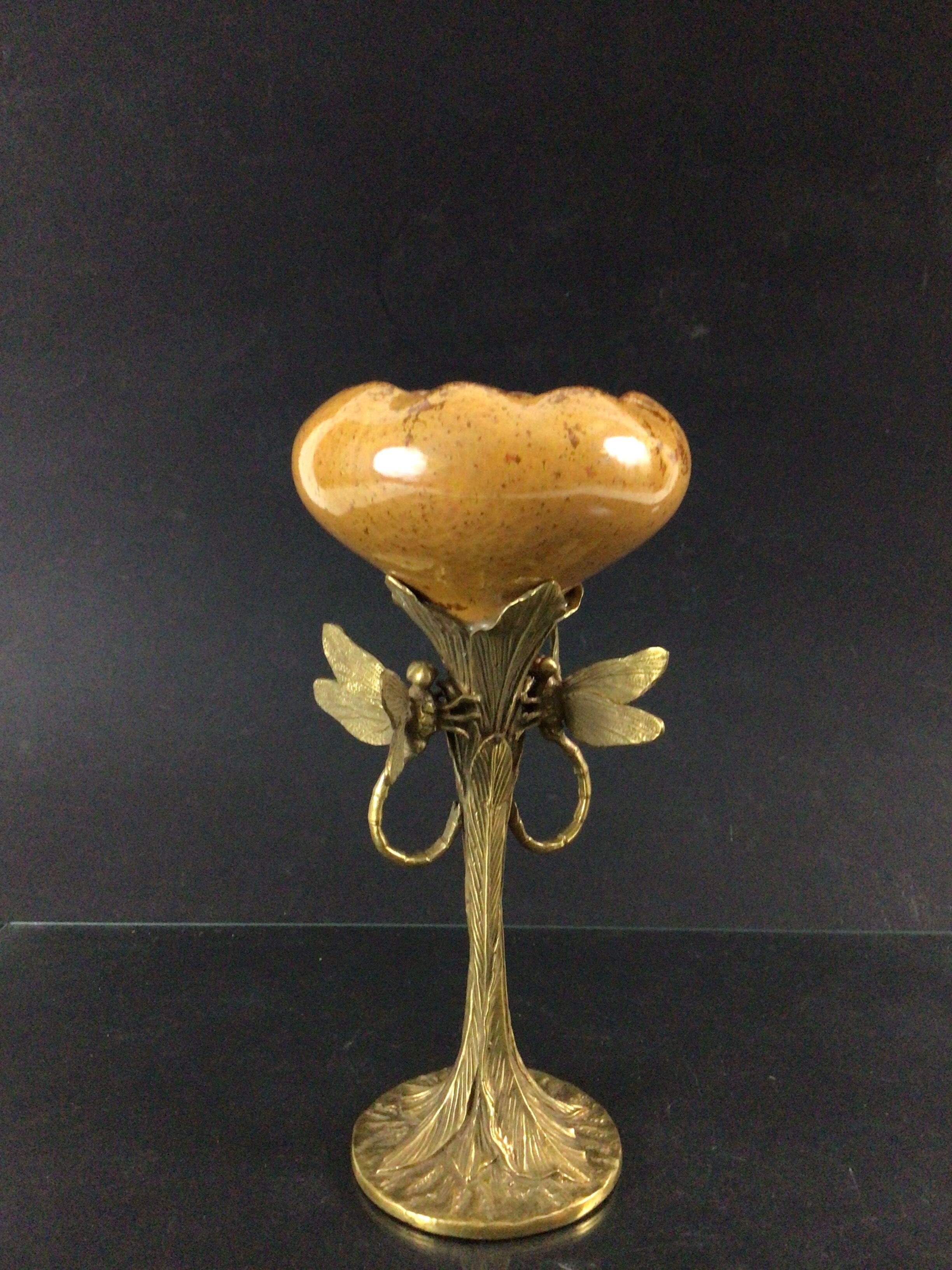 Art Nouveau Cup in Bronze & Porcelain