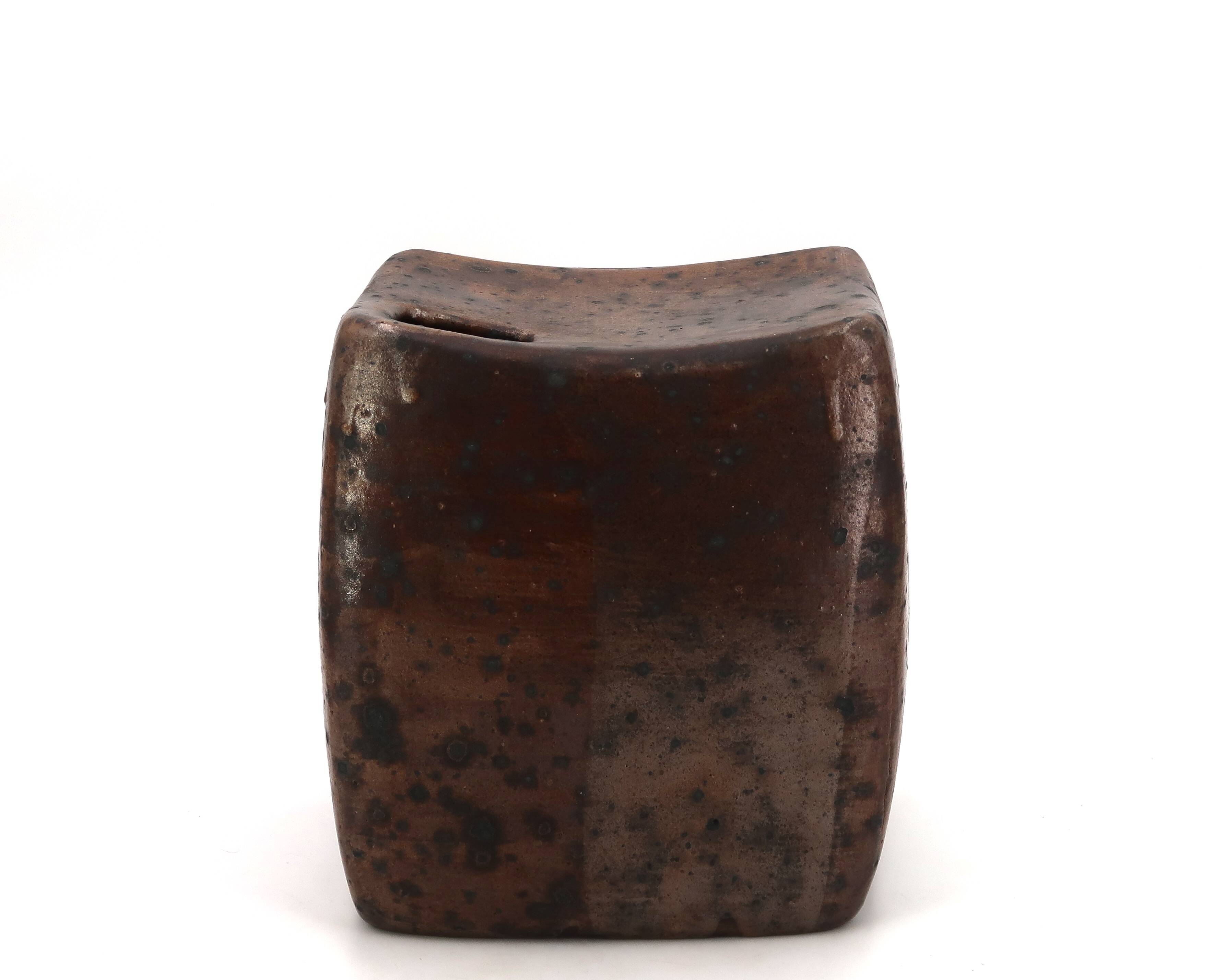 Impressive modernist vase in pyrite stoneware, La Borne, 1970s