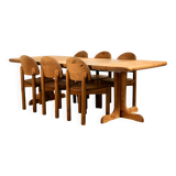 Pine dining set by Rainer Daumiller for Hirtshals Savvaerk, set of 7