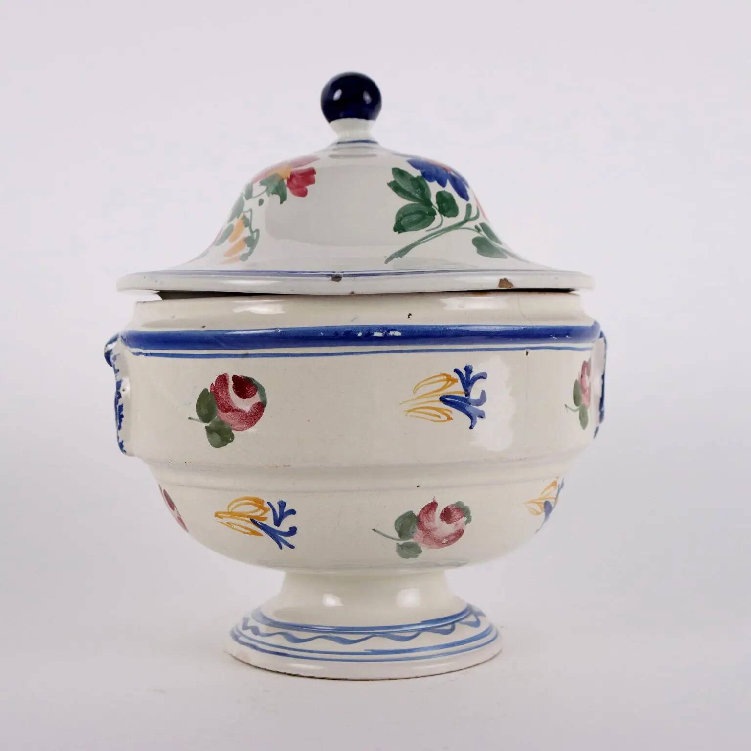 Antique ceramic soup tureen, Italy, 19th century.