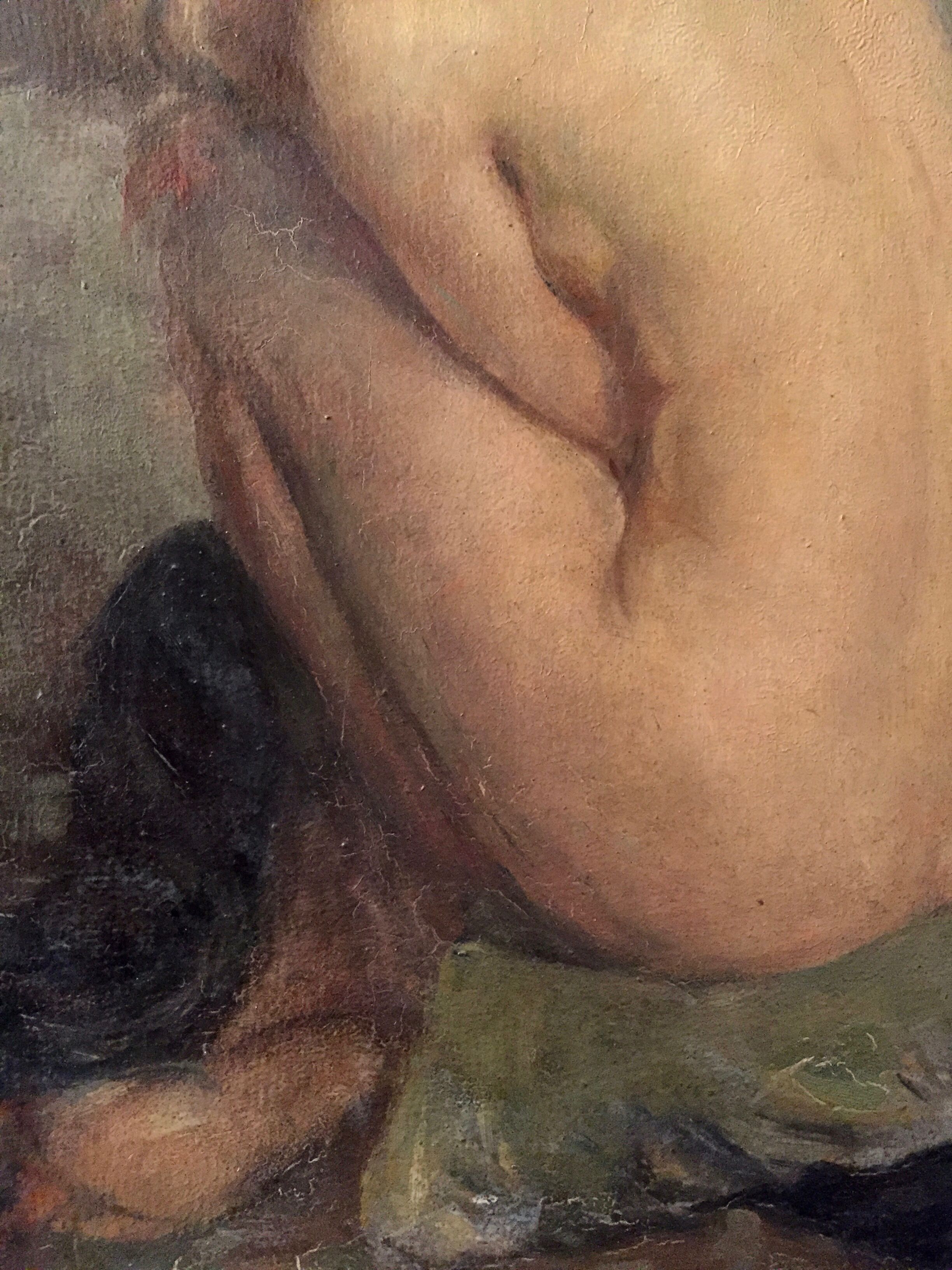 Nude signed Fougerat, oil on panel, 20th century
