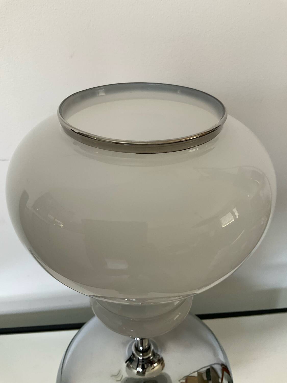 Vintage lamp in opaline and chrome metal